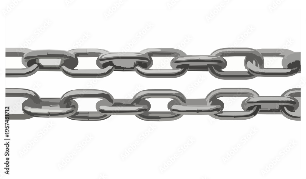 Fototapeta premium Shiny metal chain link vector set extendable layered illustration