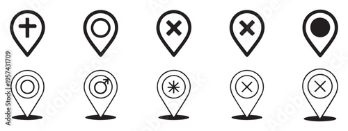 Navigation map pin icons with cross sign or cancel symbol. vector illustration eps 10