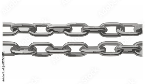 Shiny metal chain link vector set extendable layered illustration