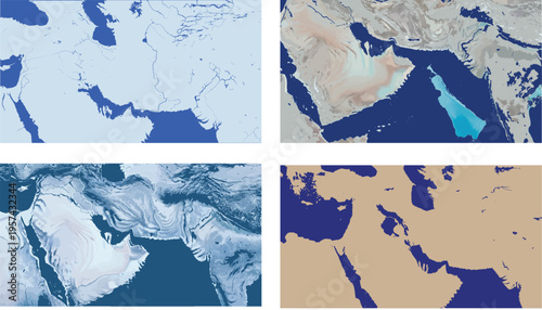 Set of 4 world map sections vector