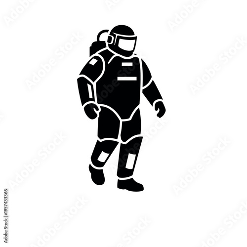 Astronaut in Spacesuit Walking Silhouette 1.