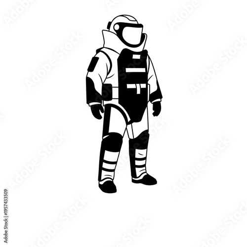 Bomb disposal expert in protective suit 3.