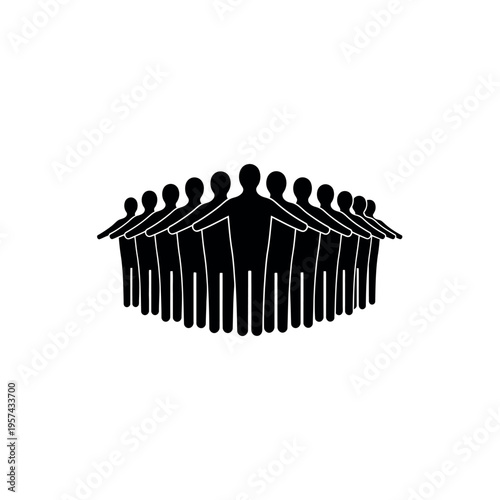 Group of people standing together in a circle.