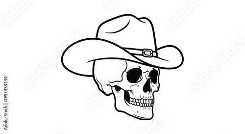 Cowboy hat atop a skull a striking graphic design silhouette