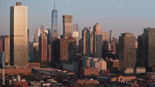 Jersey City and Manhattan at sunset