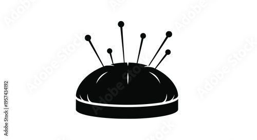 Black cushion with pins a striking graphic representation silhouette