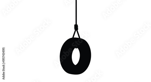 A simple swing set with a tire depicted in black silhouette