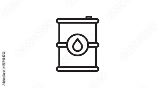 Oil drum icon with a drop symbol, representing liquid storage or petroleum industry resources in a simplified graphic.