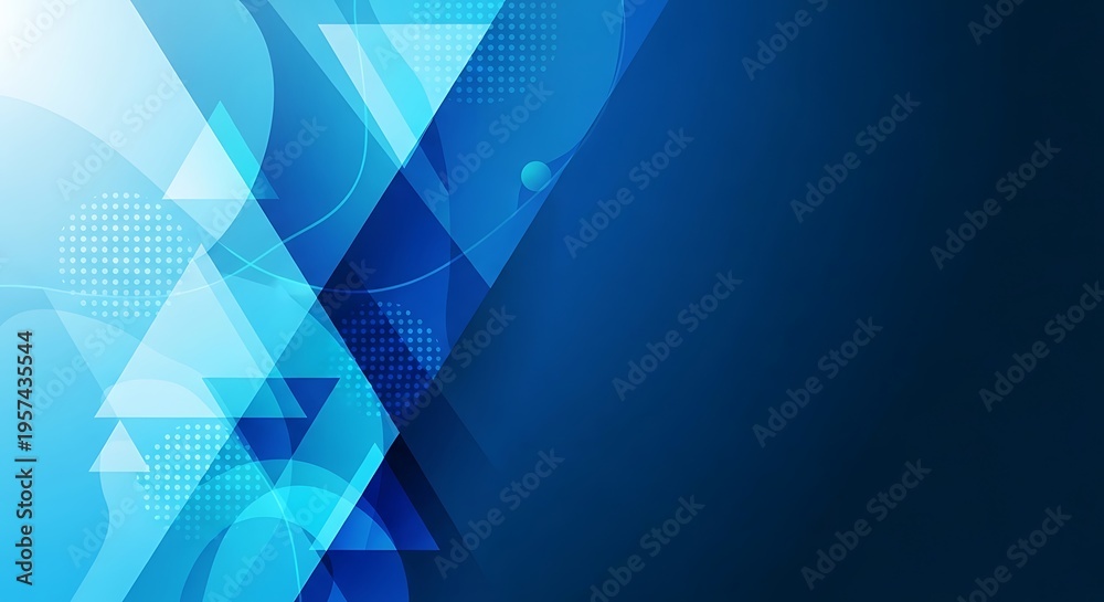 Obraz premium Abstract blue background featuring geometric shapes and subtle halftone patterns for modern design