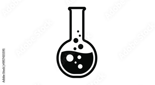 Simple black flask containing liquid bubbles a striking silhouette