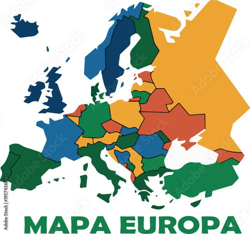 mapa europa logo icon vector white background