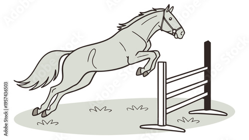 White horse running on a plain background vector illustration