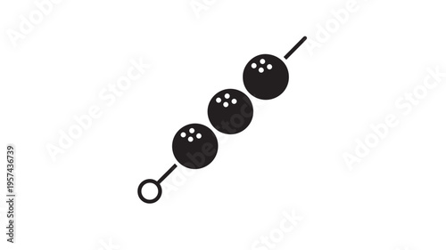 Three bowling balls on a skewer with a handle, presented as a simple black and white icon for sports or games