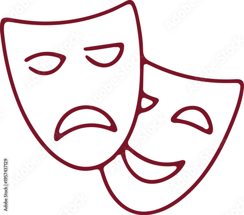 Comedic and tragic masks representing contrasting emotions in theater