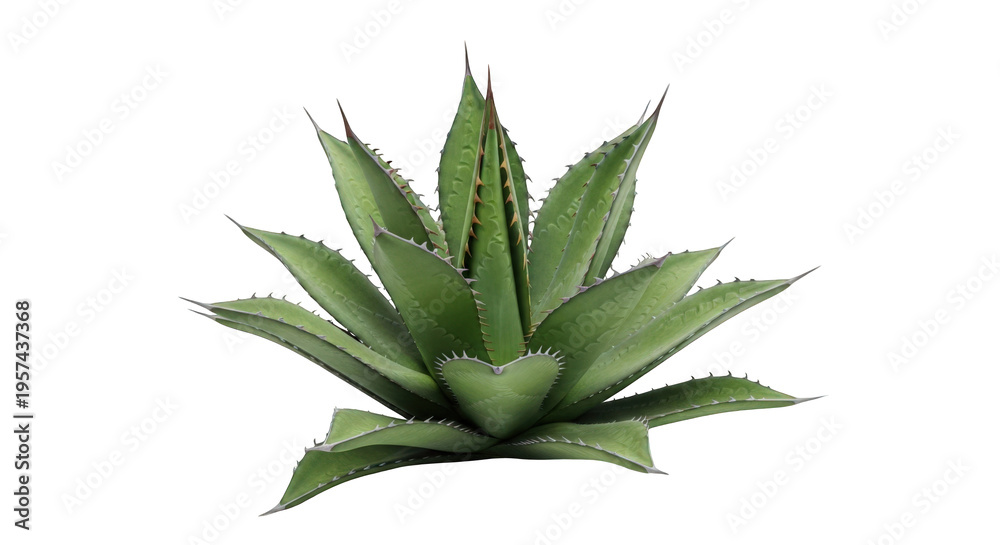 Fototapeta premium Agave plant, green succulent botanical illustration. Desert flora foliage for landscape design and graphic projects isolated on Transparent Background