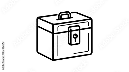 Simple Line Drawing Of A Locked Toolbox