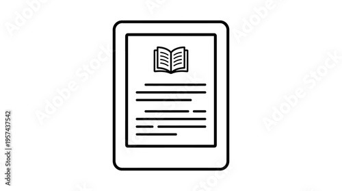 E-book Reader Icon with Open Book Symbol