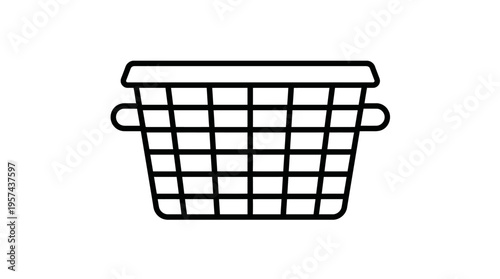 Simple Black And White Laundry Basket Icon