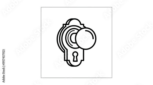 Vintage Door Knob With Keyhole Line Art Design