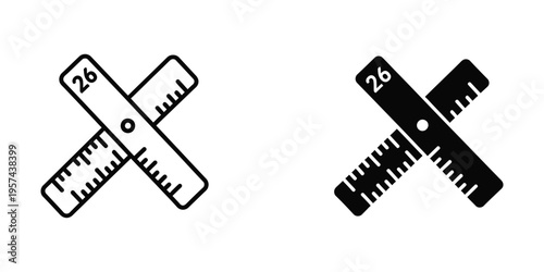 26 number cross with ruler measurement tools flat design vector illustration