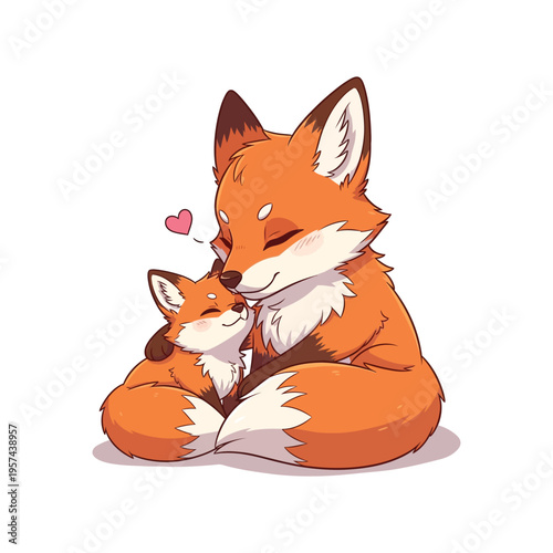 Cuddling foxes sharing a heartwarming moment
