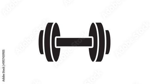 Dumbbell silhouette icon with clean lines representing strength training and fitness equipment for exercise routines.