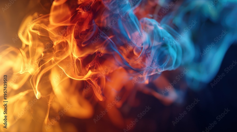 Fototapeta premium Abstract smoke in orange and blue