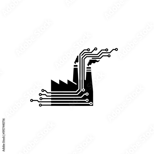 Digital Factory Icon: Industry 4.0, Smart Manufacturing, Technology Integration, Automation