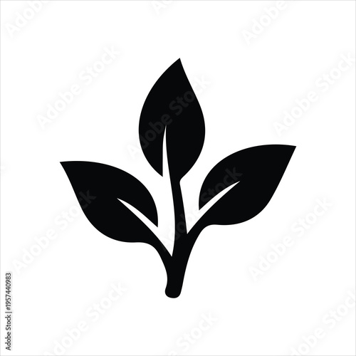 Green leaf icon representing eco friendly nature and organic environmental concept in simple vector style.