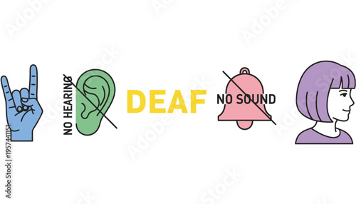 Deaf awareness symbols and icons for communication and accessibility