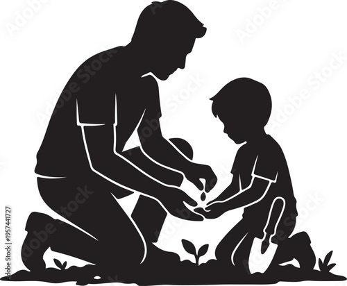 Father's Day 2026 Silhouette Collection, Happy Fathers Day June 21 Vector Art, Dad and Child Black Graphics, Father Love Logo Design Elements