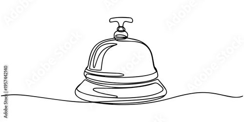 continuous one line drawing Vector hotel service bell icon