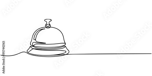 Vector illustration of a single line drawing hotel bellhop call service sign