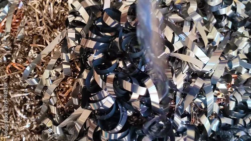Close Up Of Tangled Magnetic Video And Cassette Tapes Background Retro Technology Texture