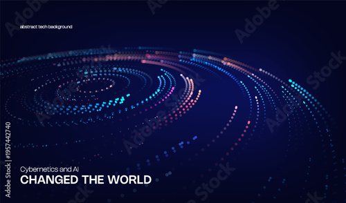 Abstract digital ai technology background with tech dots wave for big data science. 3d conference line with design pattern webinar for research graphic sound. Network presentation background.