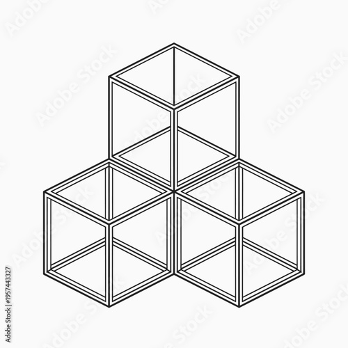 Three connected cubes in a triangular formation Vector