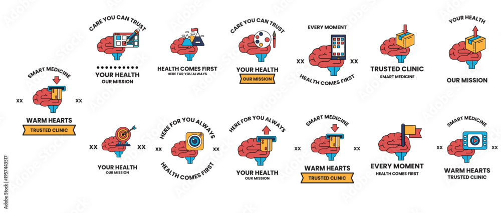 Fototapeta premium Vibrant icons show health and mindfulness themes