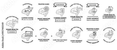 Clean minimalist health icons in monochrome design