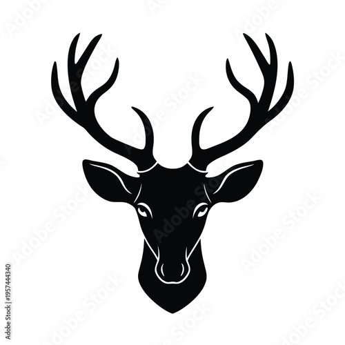 Majestic stag head with large antlers, a symbol of wilderness and strength