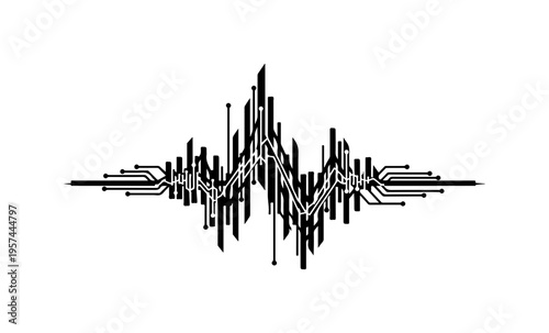 Silhouette of a futuristic circuit board waveform silhouette