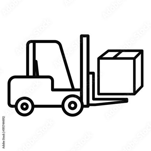 A forklift with a box on its forks Vector