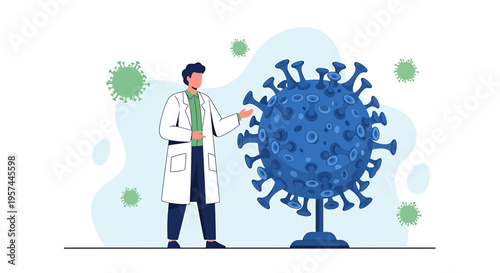 Scientist Explaining Coronavirus Structure, Medical Research, Pandemic Concept