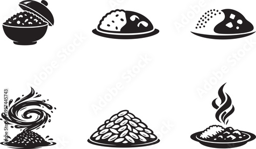 Bold curry and fried rice artwork for food delivery, menus and restaurant marketing