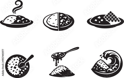 Curry and fried rice collection for restaurant menus, delivery apps and food branding