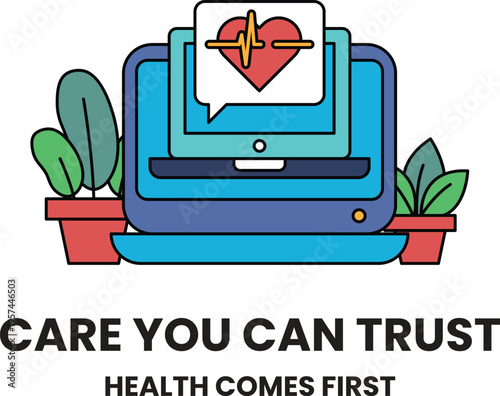 Laptop displays heart rate icon