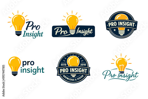 Creative light bulb logo designs for pro insight brand concepts