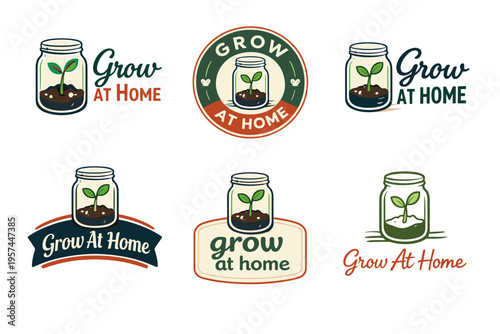 Grow at home: creative mason jar gardening logos for home cultivation