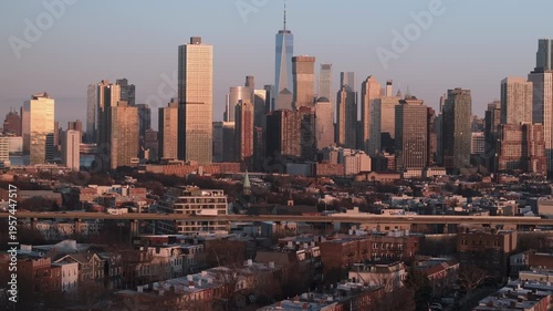 Drone footage of Lower Manhattan and Jersey City