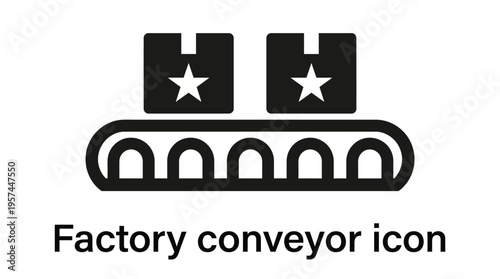 Factory conveyor belt with boxes Vector