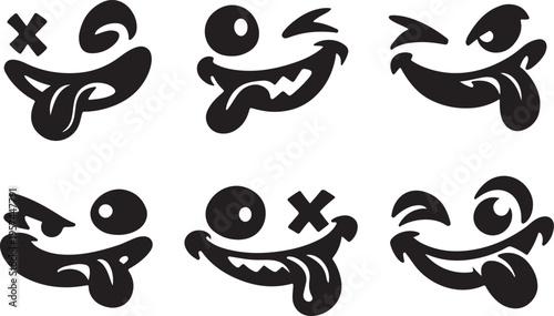 Yummy smile emoji face for food apps, tasty reactions and hungry mood expression design